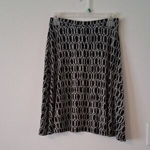 Talbots Petite Womens Black And White Geometric Print Skirt